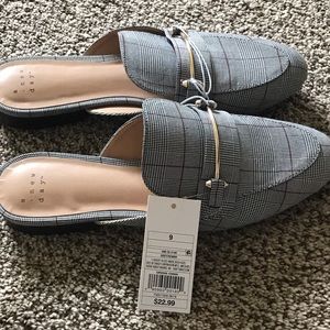 Plaid Slip On Mules - Size 9
